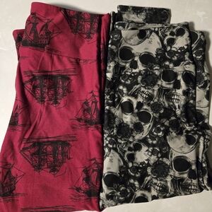Lularoe Red and Gray Graphic Print Leggings *NWOT*  O/S